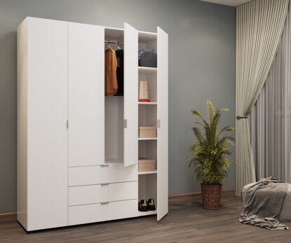 Розпашна Шафа для одягу Гелар Білий 4 ДСП