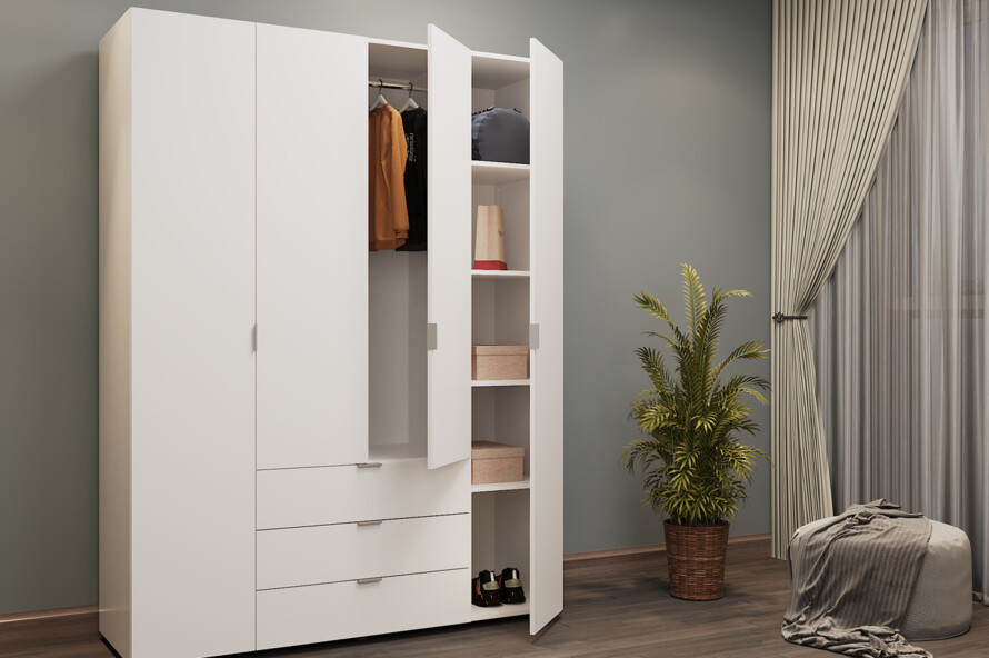 Розпашна Шафа для одягу Гелар Білий 4 ДСП