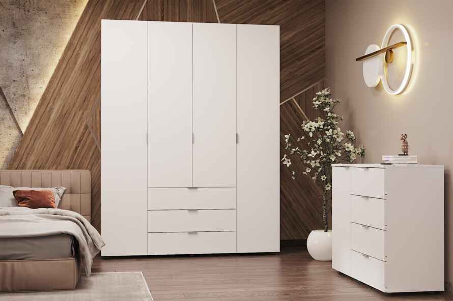 Розпашна Шафа для одягу Гелар Білий 4 ДСП