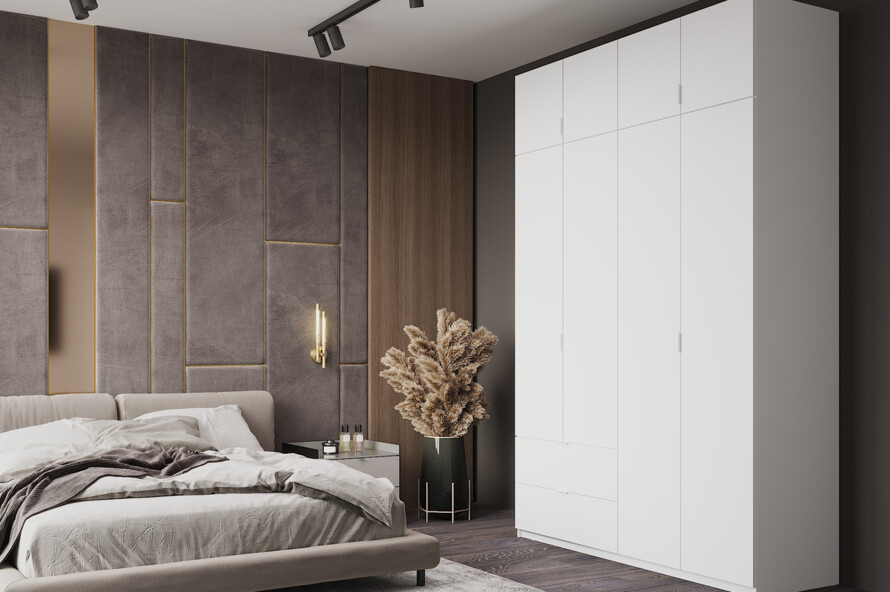 Распашной шкаф для одежды Лукас Белый