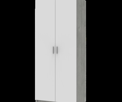 Распашной шкаф для одежды Кен Бетон / Белый 2 ДСП