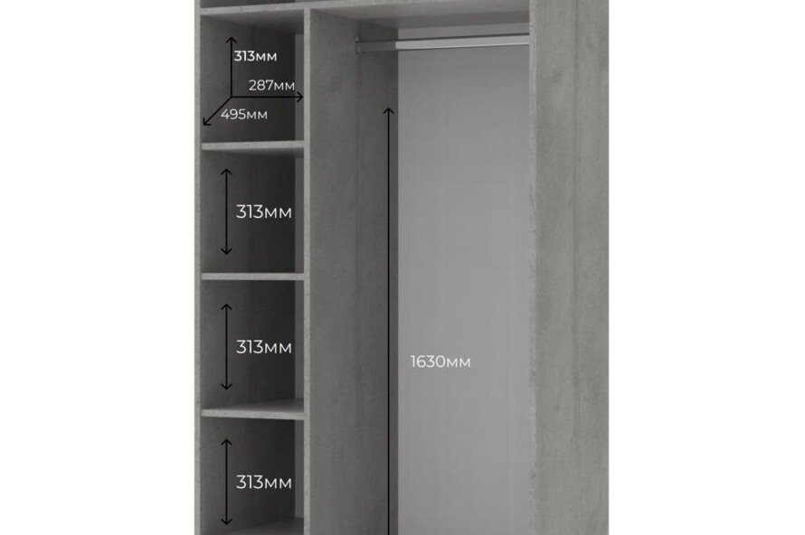 Распашной шкаф для одежды Кен Бетон / Белый 2 ДСП