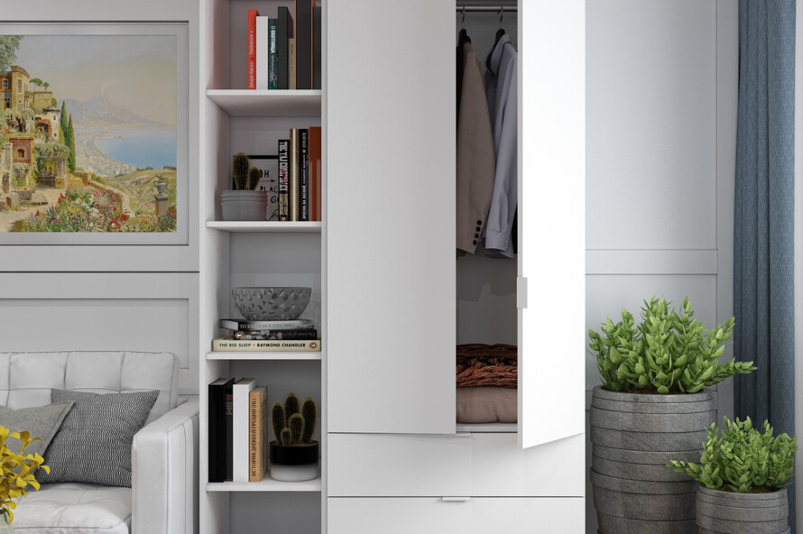 Комплект Гелар с Этажеркой Белый 2 ДСП