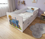 Детская кровать с защитным бортиком и вместительным ящиком Киндер Кул 19 Трактор / KINDER-COOL