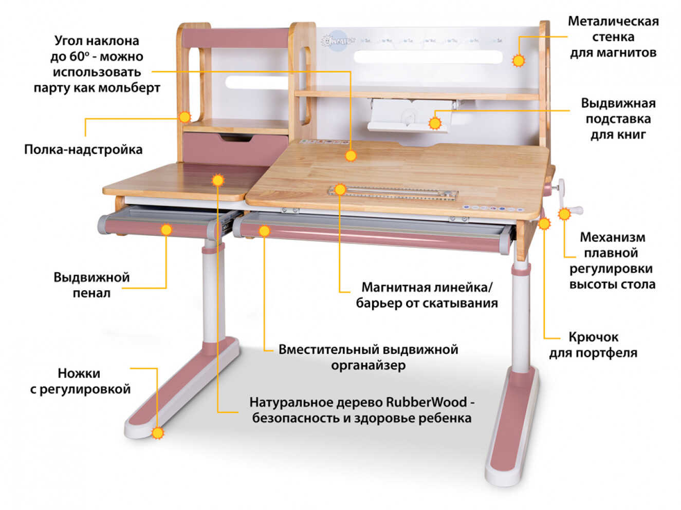 Дитячий стіл Mealux Oxford Wood BL із ящиком (арт. BD-920 Wood BL із ящиком)