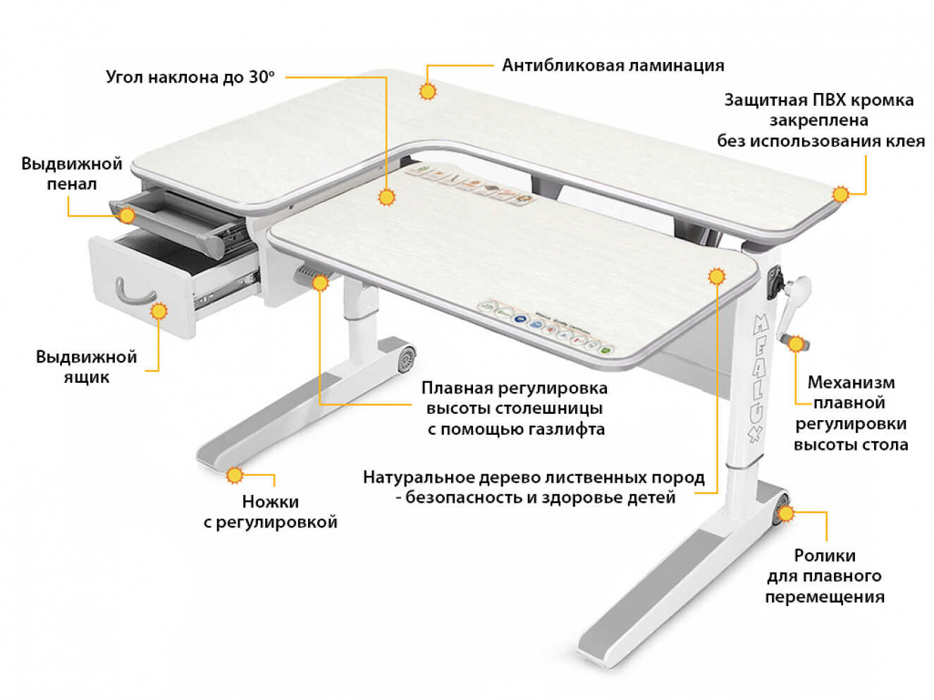 Дитячий стіл Mealux Woodville Multicolor TG (арт. BD-850 TG/MC)