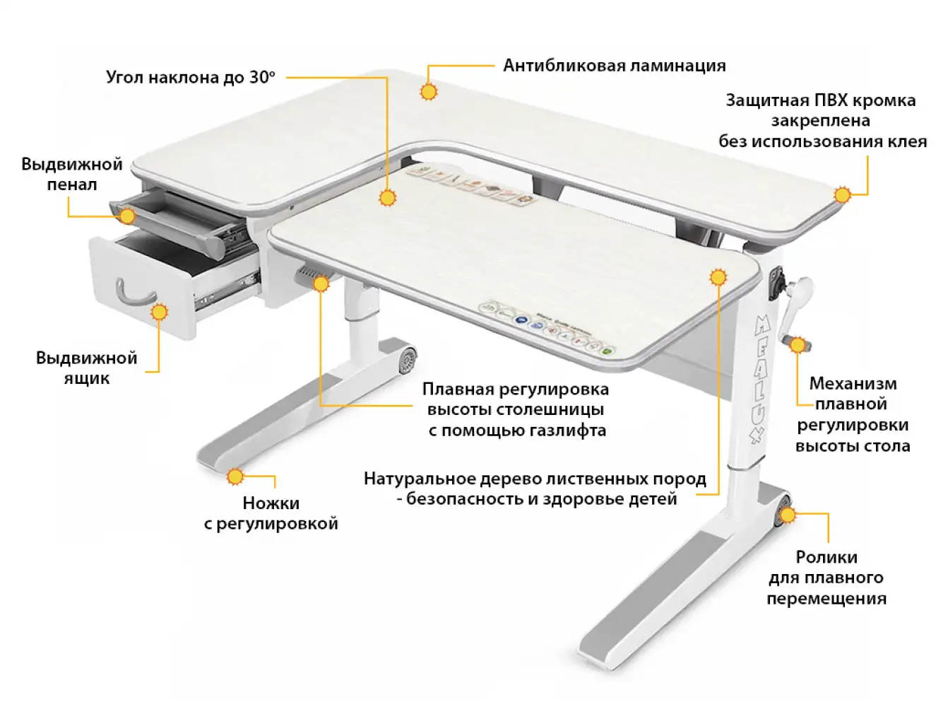 Дитячий стіл Mealux Woodville Multicolor TG (арт. BD-850 TG/MC)