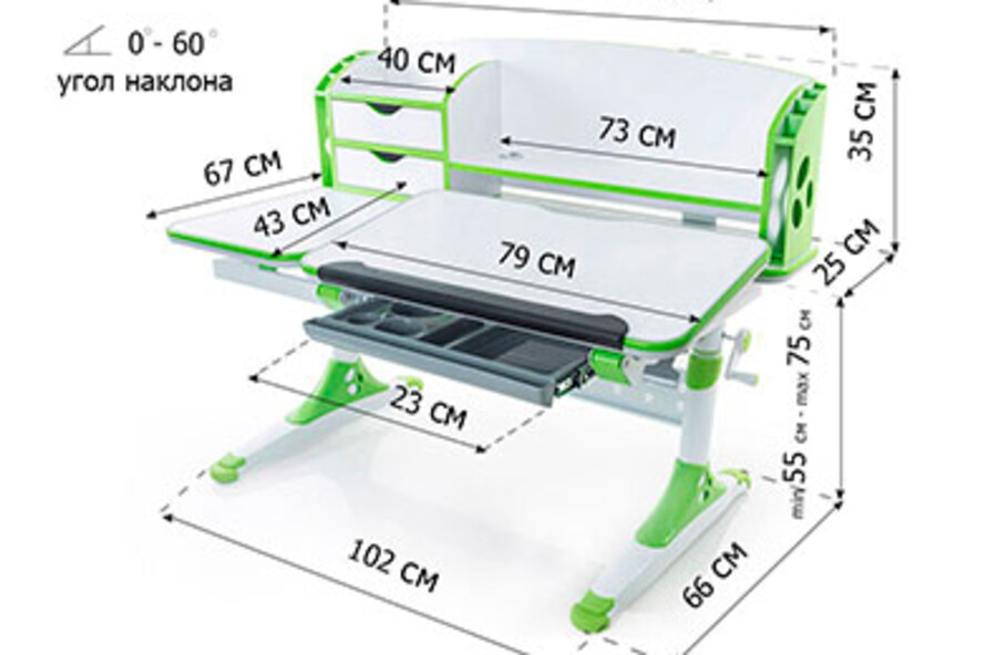 Стіл Evo-kids Aivengo (L) Green (арт.Evo-720 WZ)