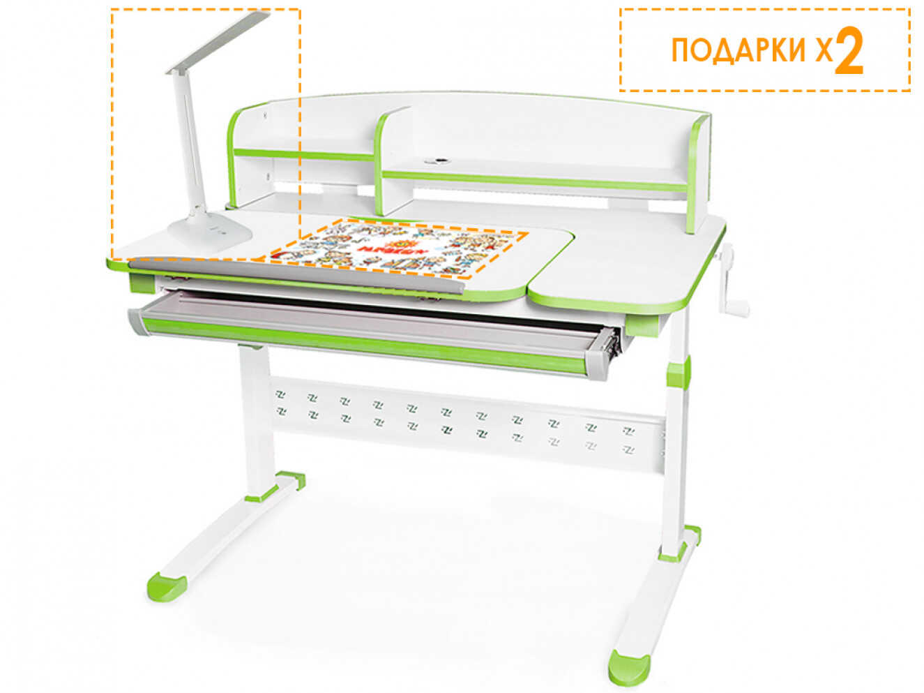 Стіл Evo-kids Martin Green з полицею (арт. EVO-430 WZ + полиця Evo-430/2)