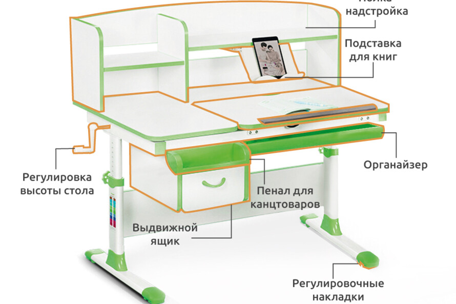 Детский стол Evo-kids (стол+ящик+надстройка) Evo-50