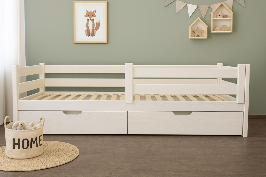 Дитяче ліжко з дерева Мілана (ясен) Білий