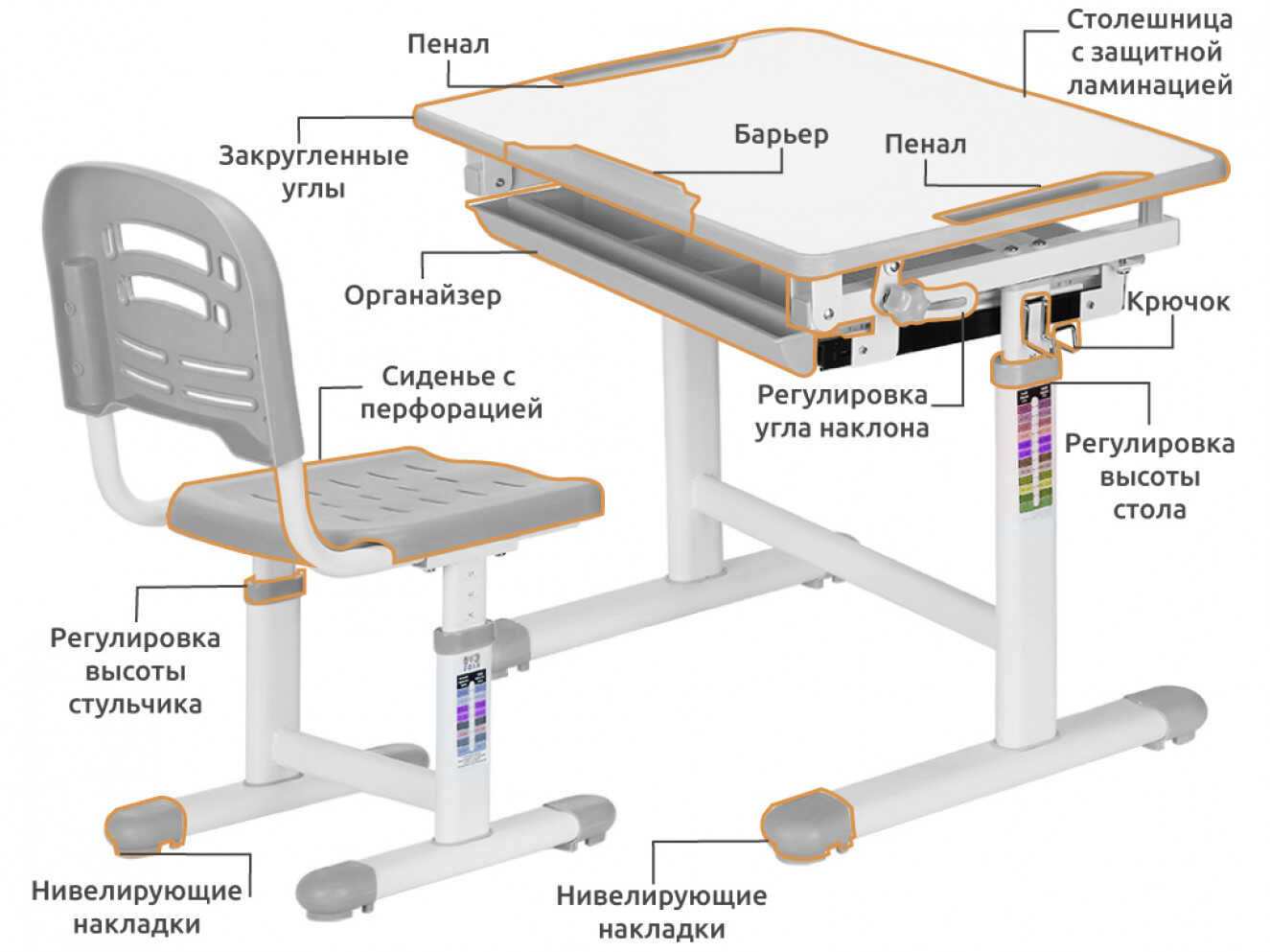 Комплект Evo-kids (стол+стул) Evo-06 Grey