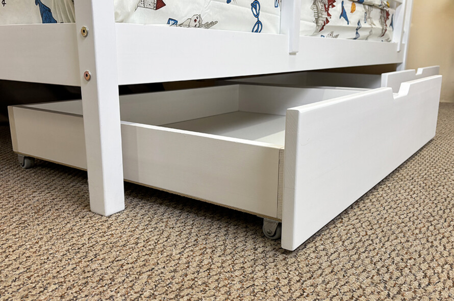 Дитяче ліжко з дерева Кіра комплект з бортиком і ящиком 