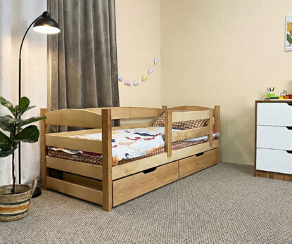 Акція Ліжко дитяче з дерева Фіона (натуральне) + Матрац Розет