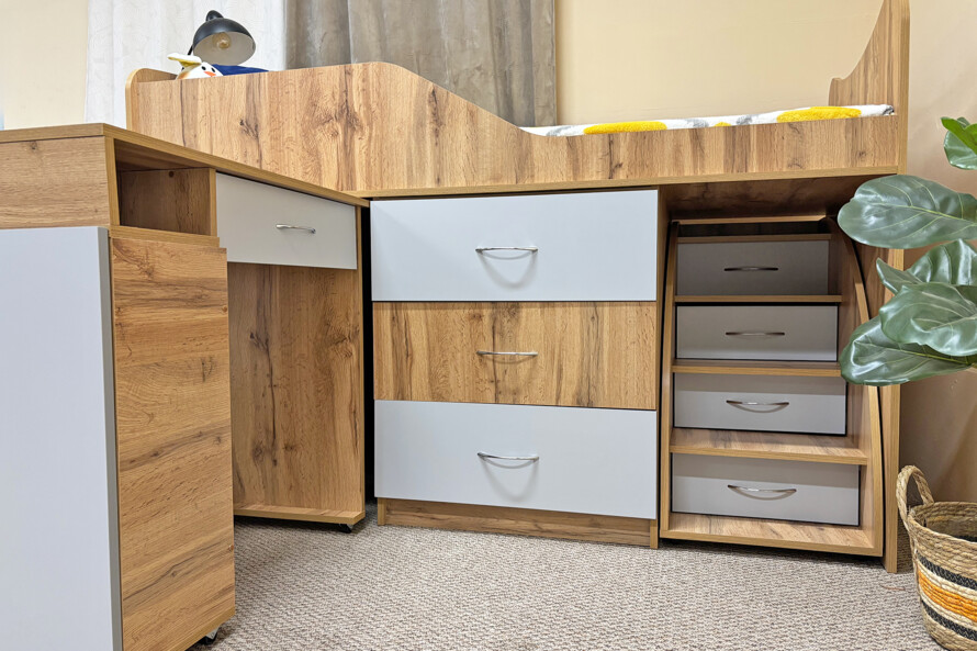 Кровать Комод Тахо со столом Цвет Тахо / Серый