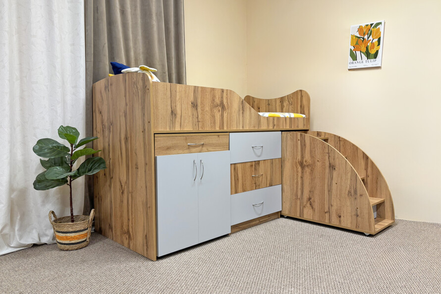 Кровать Комод Тахо со столом Цвет Тахо / Серый