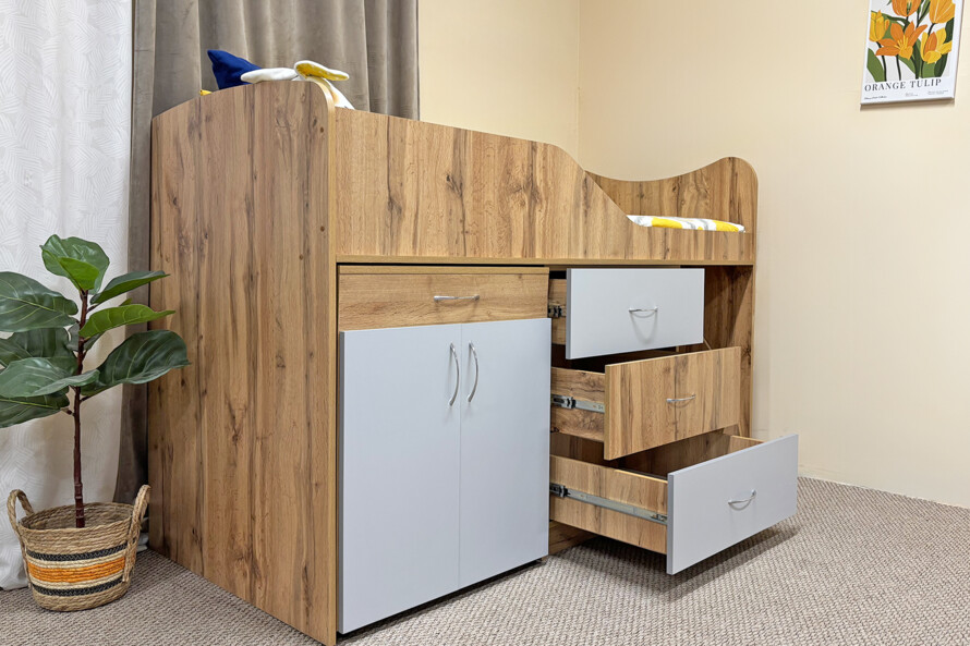 Кровать Комод Тахо со столом Цвет Тахо / Серый