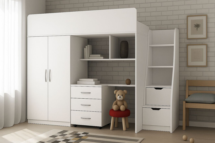 Кровать Чердак Белый