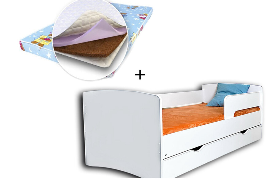 Дитяче ліжко з бортиком, з шухлядою Кіндер Кул + Матрац Соня 2