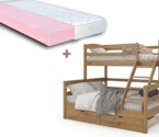 Ліжко двоярусне тримісне Чикаго (Тоноване) + Матрац Розет