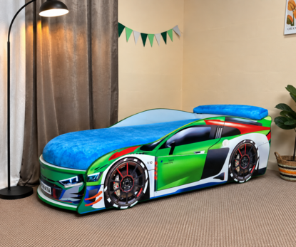 Кровать детская машина Люкс АУДИ ТУРБО зеленая / LUXE AUDI TURBO