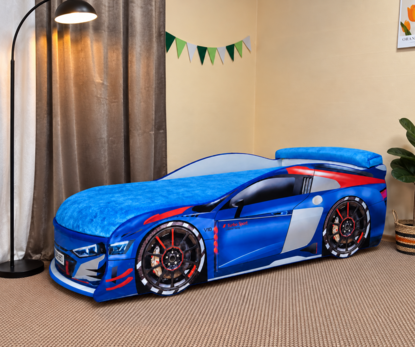 Кровать детская машина Люкс АУДИ ТУРБО синяя / LUXE AUDI TURBO