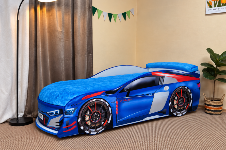 Кровать детская машина Люкс АУДИ ТУРБО синяя / LUXE AUDI TURBO