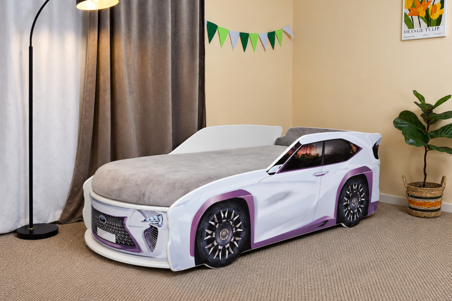 Детская кровать машина Люкс ЛЕКСУС белая / LUXE LEXUS
