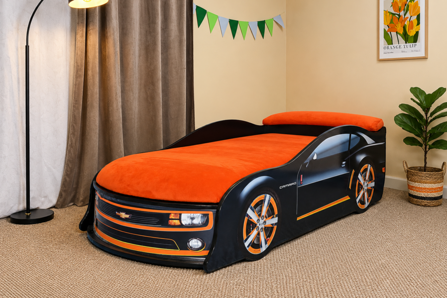 Кровать детская машина для мальчика Люкс Камаро черная / LUXE Camaro
