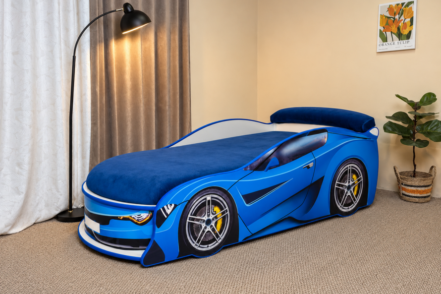 Кровать детская машина Люкс Суперкар Турбо синяя / LUXE TURBO