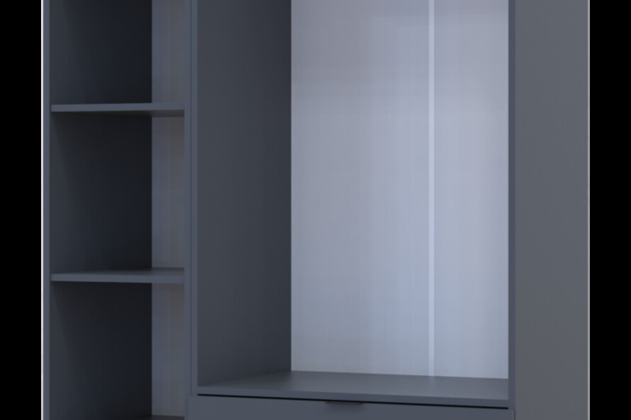 Шкаф для одежды Гелар Графит 2ДСП/Зеркало