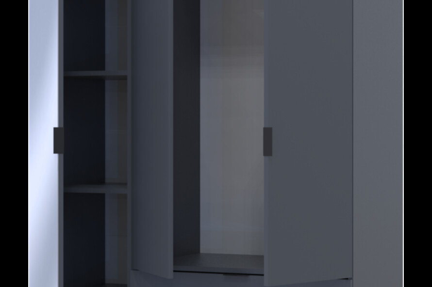 Шкаф для одежды Гелар Графит 2ДСП/Зеркало