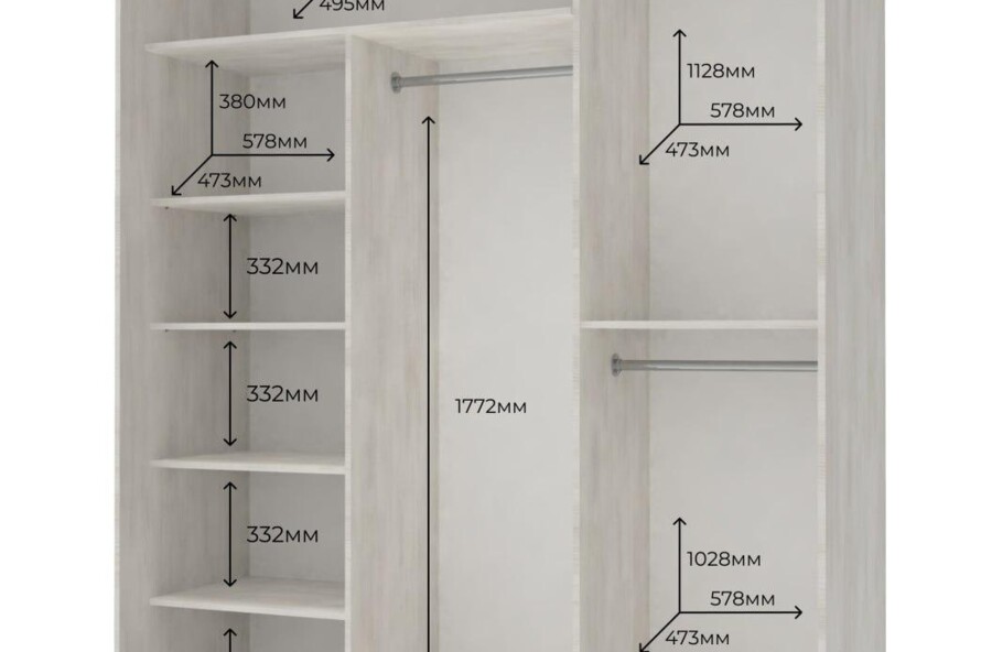 Шафа купе Сіті Лайт Біле дерево 3 ДСП