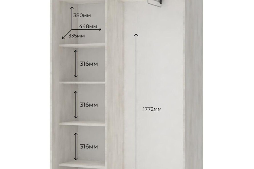 Шафа купе Сіті Лайт Біле дерево 2 ДСП