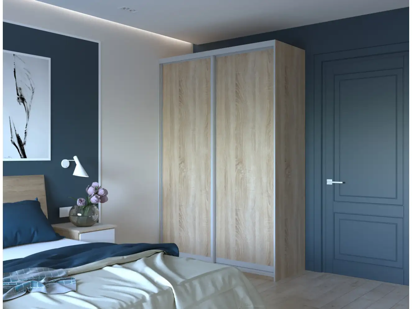 Шкаф купе Сити Лайт Дуб Cонома 2 ДСП большой