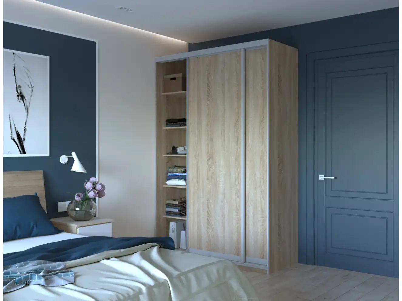 Шкаф купе Сити Лайт Дуб Cонома 2 ДСП большой