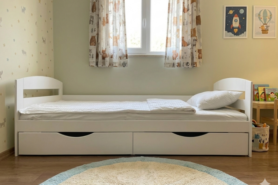 Дитяче ліжко з бортиком Вінні (бук) Колір RAL