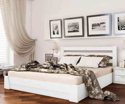 Ліжко з дерева Селена (Щит Бука) Колір Білий