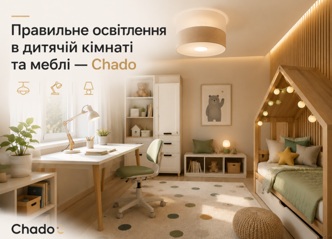 Правильне освітлення в дитячій кімнаті та меблі