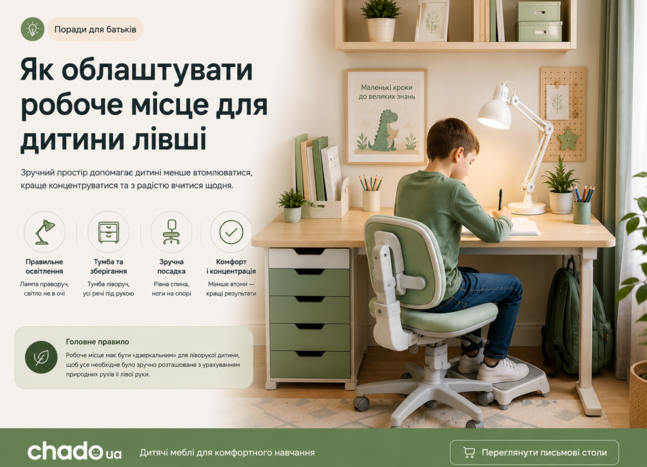Как обустроить рабочее место для ребенка левши