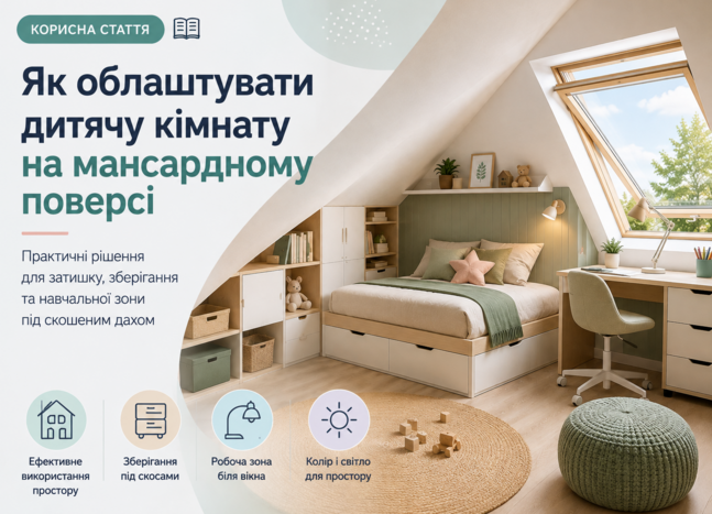 Як облаштувати дитячу кімнату на мансардному поверсі