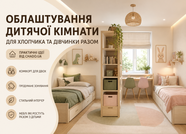 Облаштування дитячої кімнати для хлопчика та дівчинки