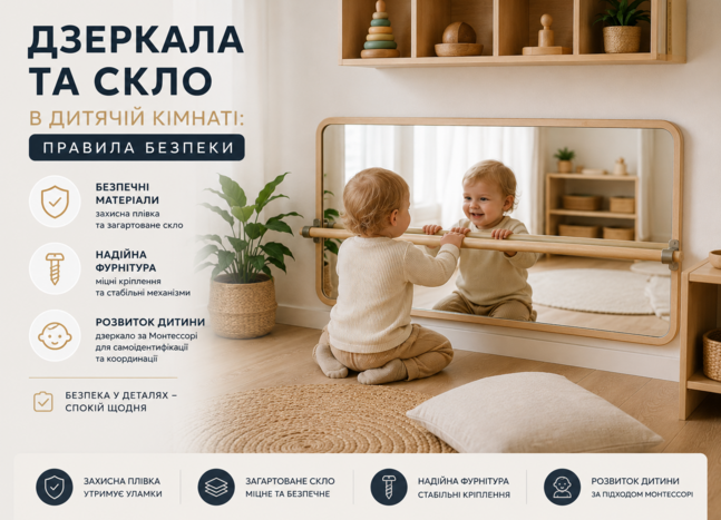 Дзеркала та скло в дитячій кімнаті: правила безпеки